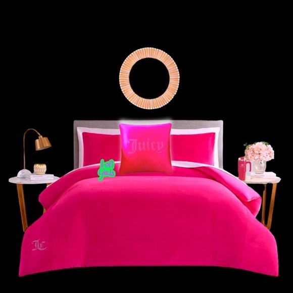 Juicy Couture Gothic Bling Crystal Logo Velour Tracksuit Comforter 4 pc Bed Set